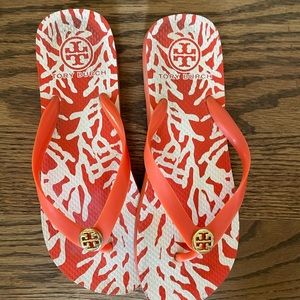 Tory Burch flip flops orange size 7